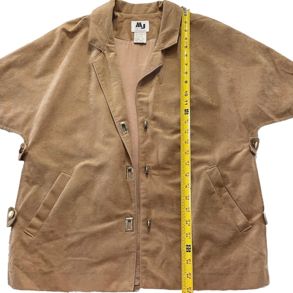 Vintage MJ Seattle Tan Faux Suede Half Sleeve Jacket Women’s Small Made in USA - Picture 10 of 12